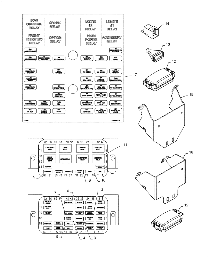 Схема запчастей Case TR310 - (55.100.DO[02]) - FUSE & RELAYS, ELECTRONIC CONTROLS (14-NOV-2016 & NEWER) (55) - ELECTRICAL SYSTEMS