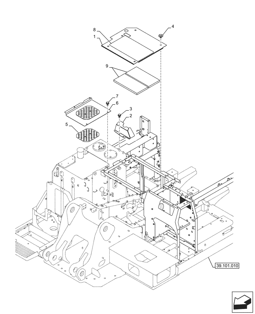 Схема запчастей Case CX290D LC MH - (90.105.050) - STD + VAR - 488031 - HOUSING & COVERS, PRE-CLEANER CYCLONE TYPE (90) - PLATFORM, CAB, BODYWORK AND DECALS