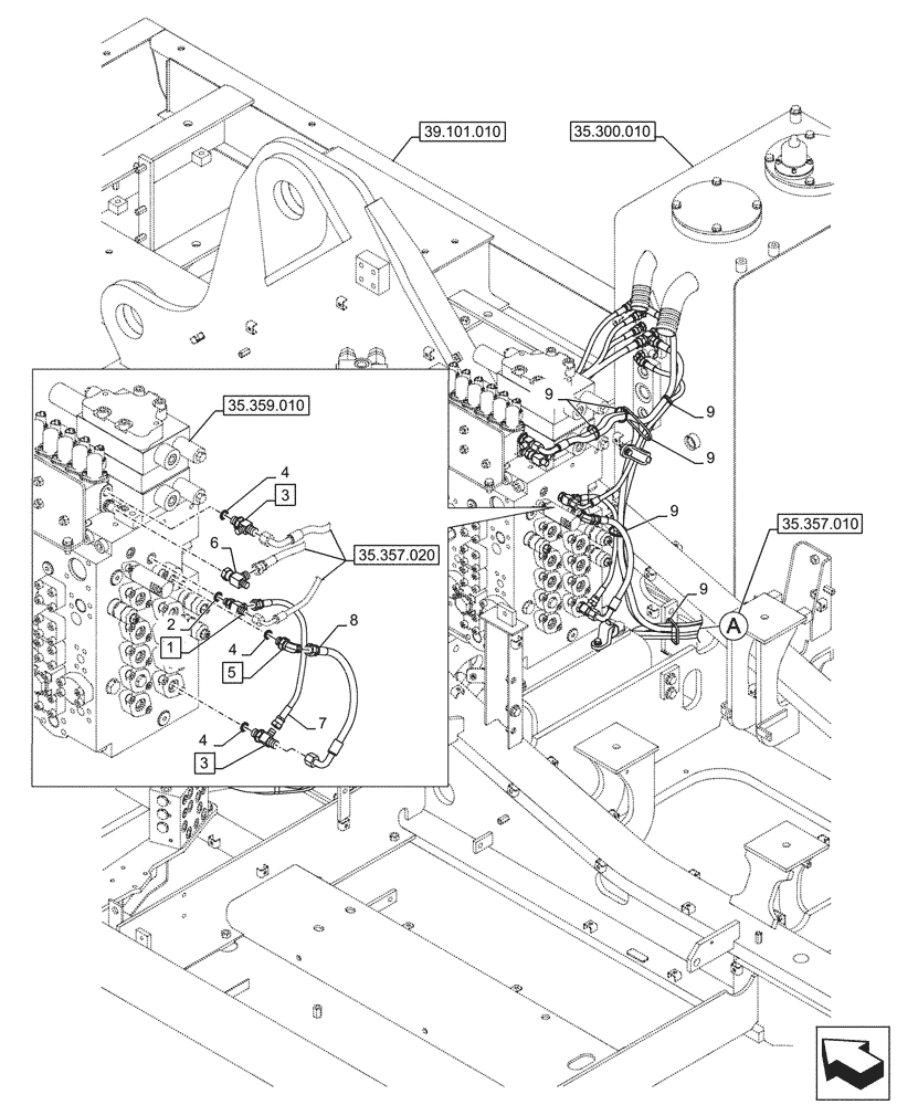 Схема запчастей Case CX290D LC SL - (35.357.030) - PILOT VALVE, CONTROL VALVE LINE (35) - HYDRAULIC SYSTEMS