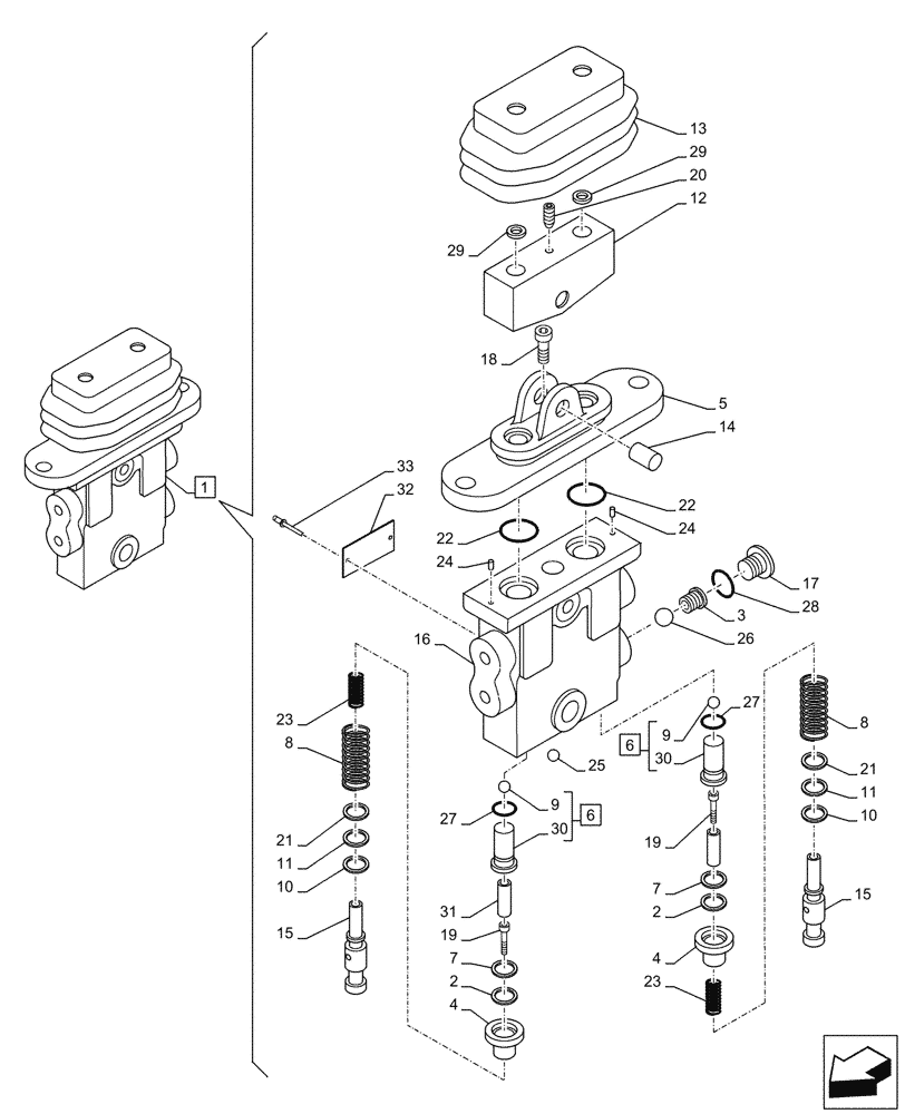 Схема запчастей Case CX290D LC SL - (35.356.020) - PEDAL, REMOTE CONTROL VALVE, COMPONENTS (35) - HYDRAULIC SYSTEMS