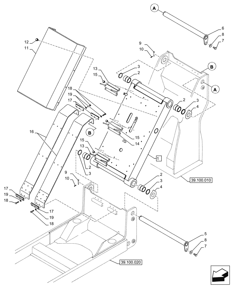 Схема запчастей Case CX290D LC SL - (39.100.030) - ELEVATOR, FRAME, LINK & ROD (39) - FRAMES AND BALLASTING