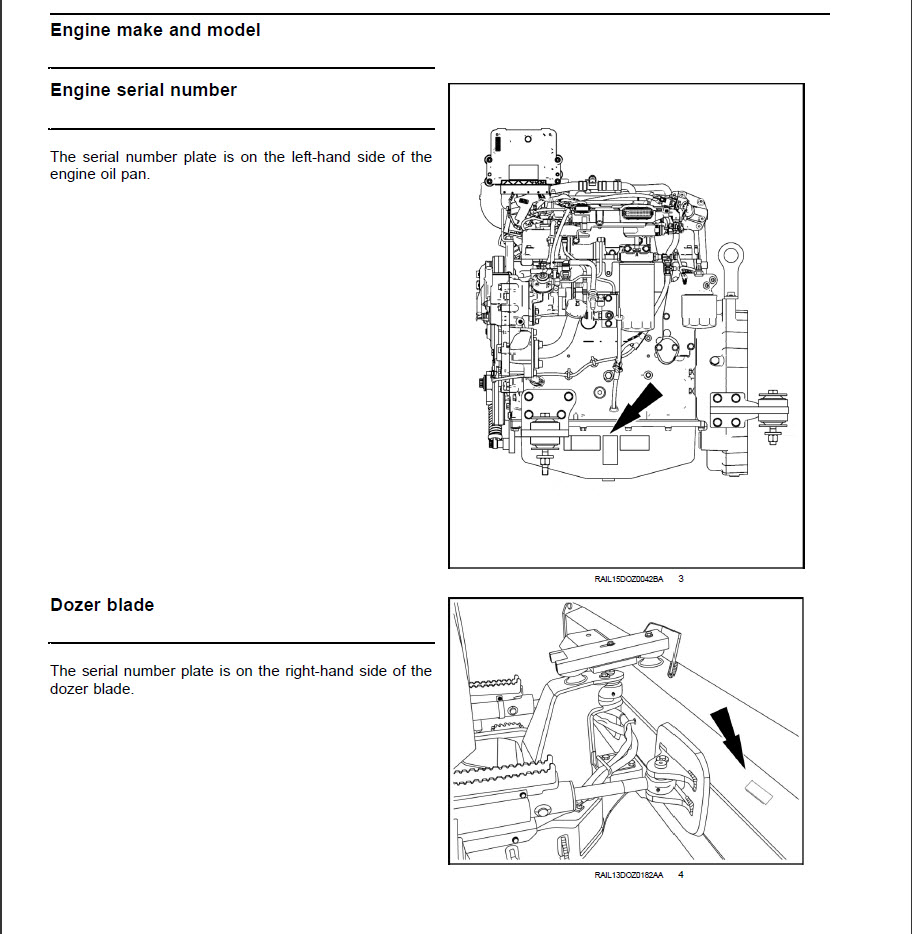 Схема запчастей Case 750M WT - (00.100.03[02]) - LOCATION OF SERIAL AND PRODUCT IDENTIFICATION NUMBERS (00) - GENERAL & PICTORIAL INDEX