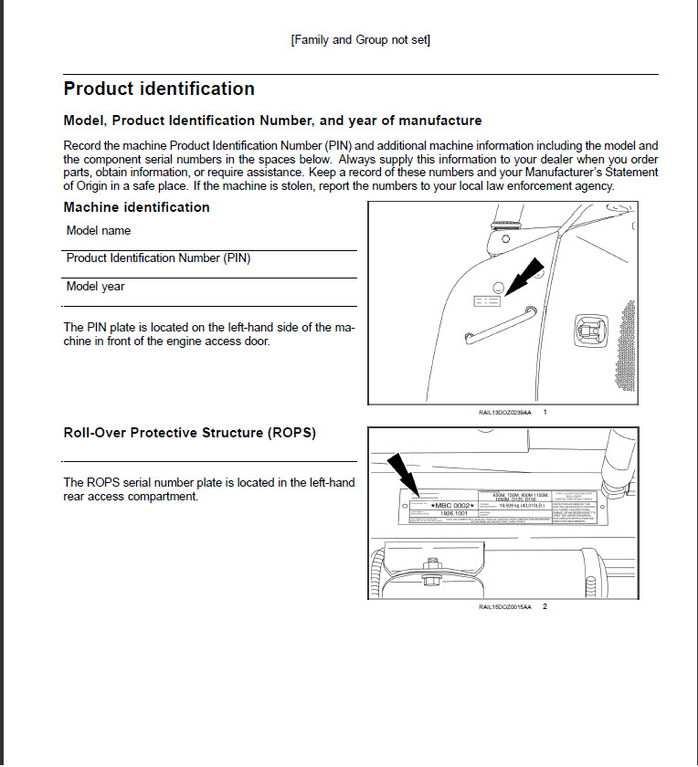 Схема запчастей Case 750M WT - (00.100.03[01]) - LOCATION OF SERIAL AND PRODUCT IDENTIFICATION NUMBERS (00) - GENERAL & PICTORIAL INDEX