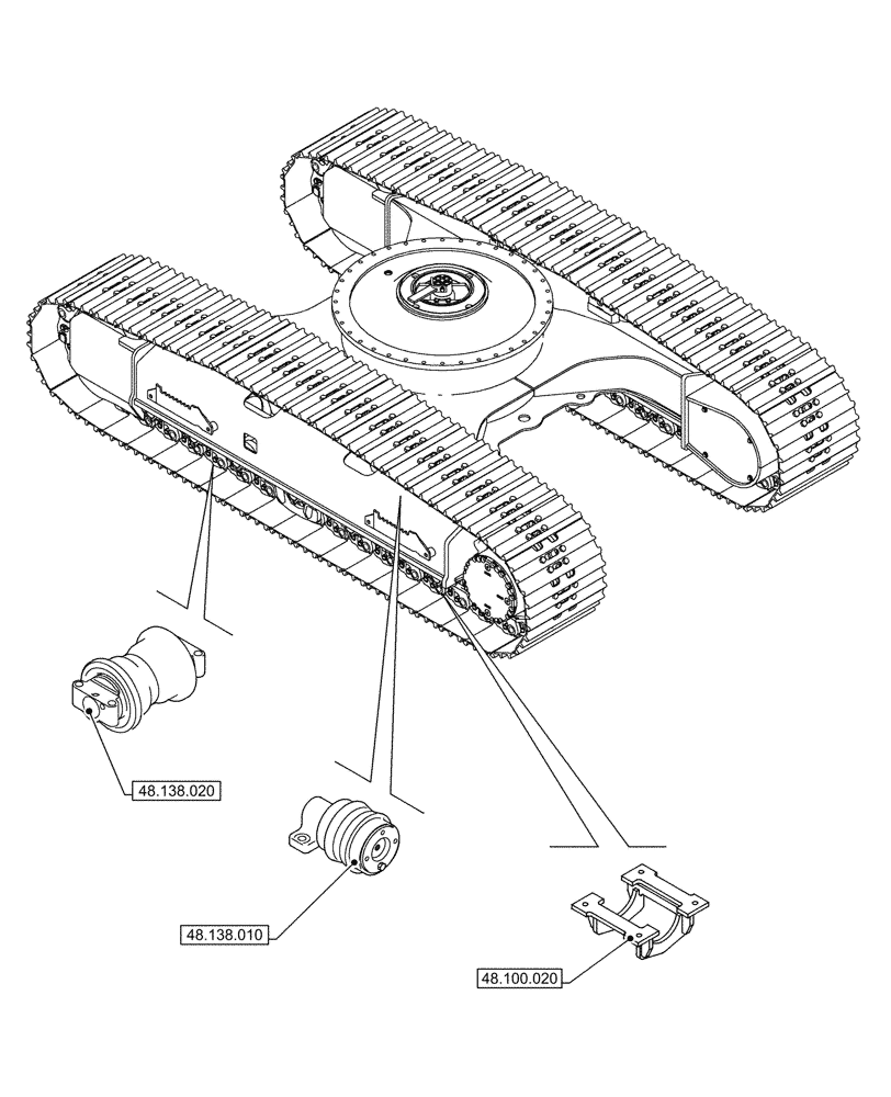 Схема запчастей Case CX750D RTC - (00.000.048[01]) - PICTORIAL INDEX - SUSPENSION AND TRACKS (00) - GENERAL & PICTORIAL INDEX