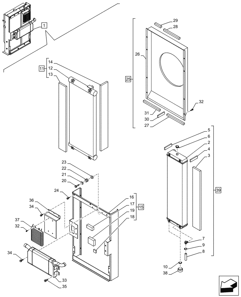 Схема запчастей Case CX290D LC MH - (10.400.020) - RADIATOR, COMPONENTS (10) - ENGINE
