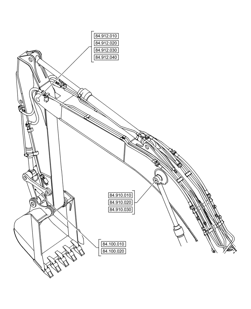 Схема запчастей Case CX750D RTC ME - (84.000.000) - SECTION INDEX - BOOMS, DIPPERS & BUCKET (84) - BOOMS, DIPPERS & BUCKETS