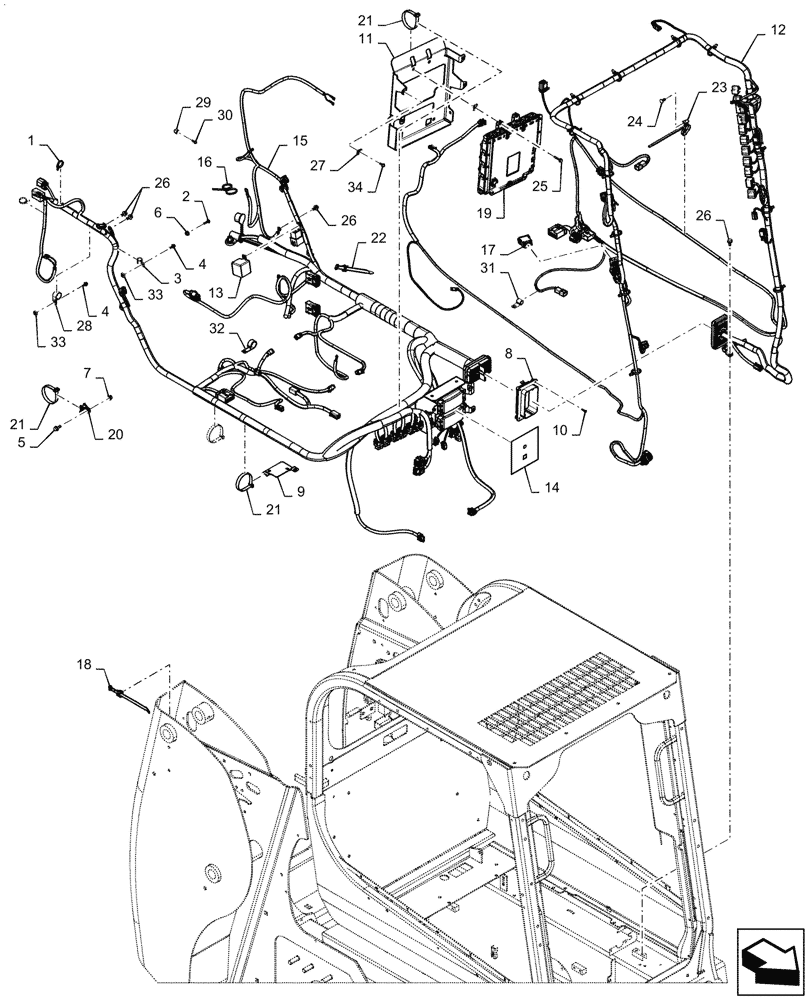Схема запчастей Case SR150 - (55.101.AC[04]) - WIRE HARNESS & CONNECTOR, ELECTRONIC CONTROLS, OPEN CAB (14-NOV-2016 & NEWER) (55) - ELECTRICAL SYSTEMS