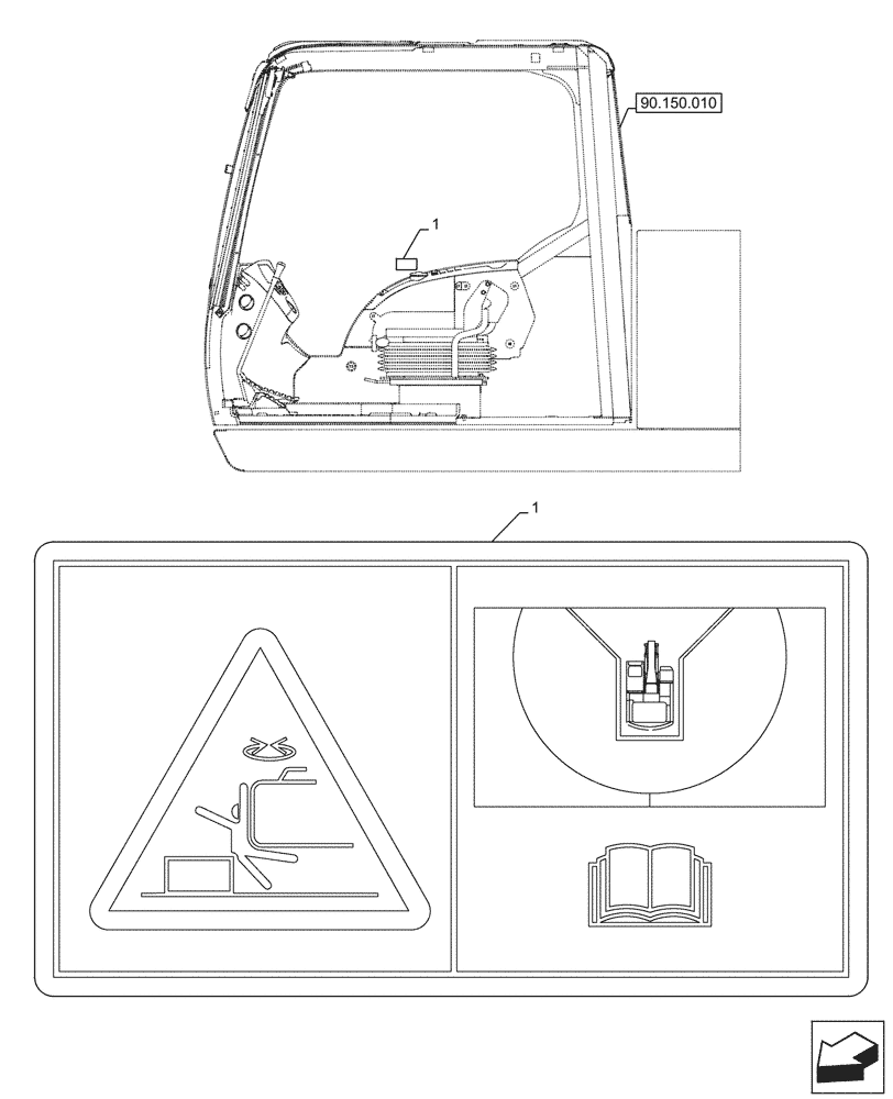 Схема запчастей Case CX290D LC MH - (90.108.080) - WARNING, DECALS (90) - PLATFORM, CAB, BODYWORK AND DECALS