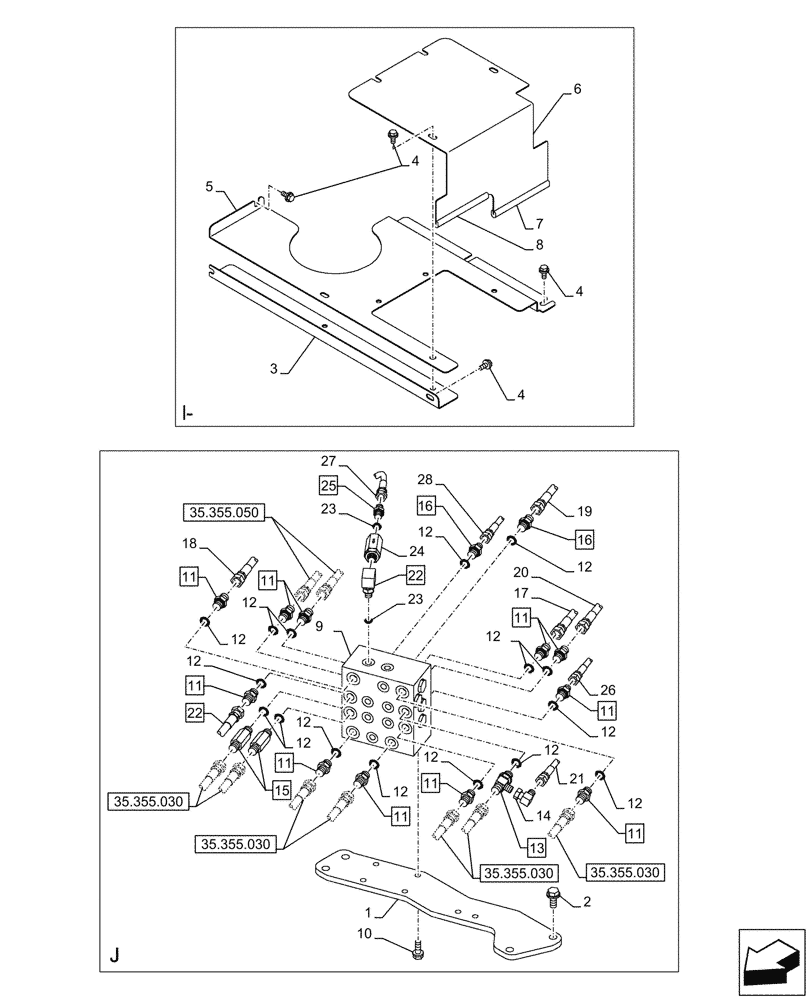 Схема запчастей Case CX290D LC SL - (35.355.060) - JOYSTICK, HYDRAULIC LINE, CONTROL VALVE (35) - HYDRAULIC SYSTEMS