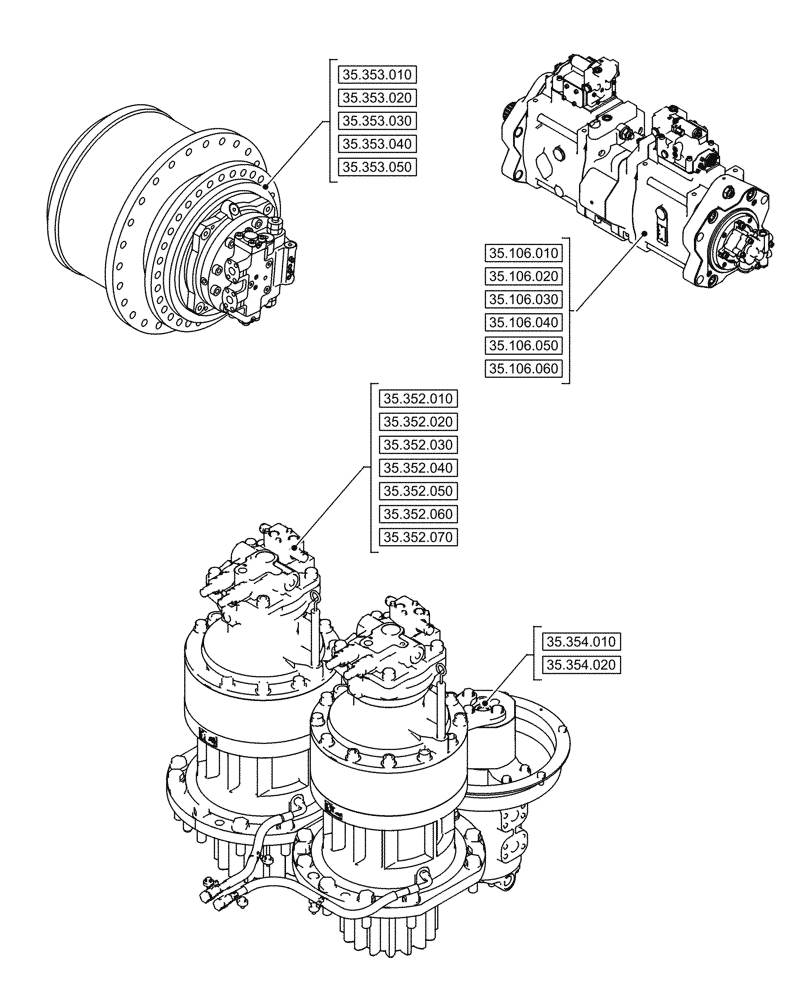 Схема запчастей Case CX750D RTC - (35.000.000[03]) - SECTION INDEX - HYDRAULIC SYSTEMS (35) - HYDRAULIC SYSTEMS