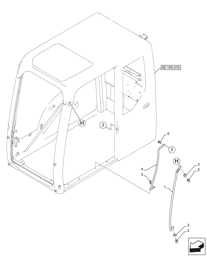 Схема запчастей Case CX290D LC MH - (90.118.020) - HANDRAIL, CAB (90) - PLATFORM, CAB, BODYWORK AND DECALS