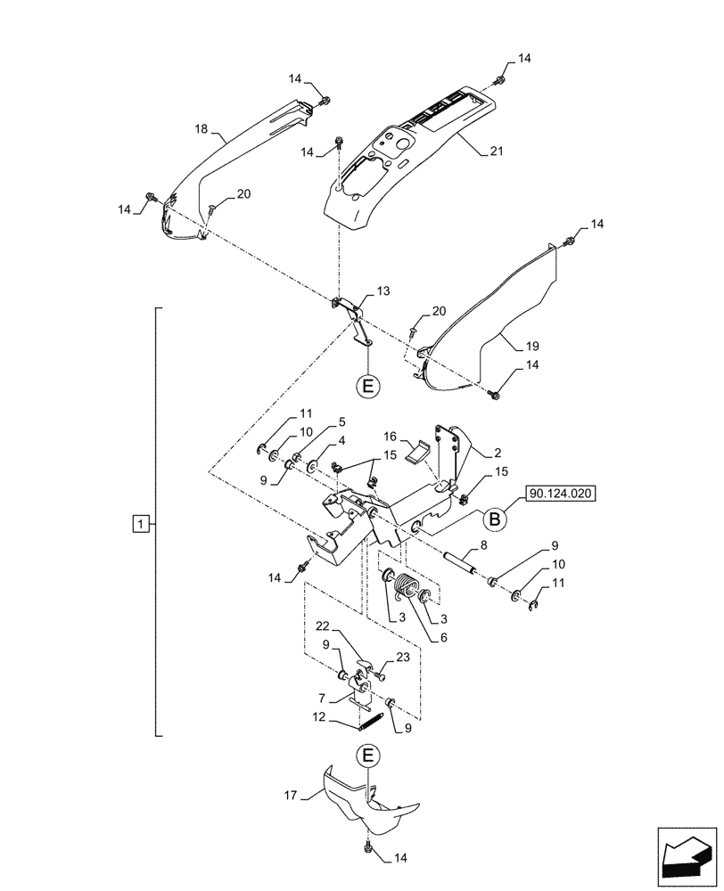 Схема запчастей Case CX290D LC MH - (90.160.020) - VAR - 488035 - CONSOLE, SIDE PANEL, RH (90) - PLATFORM, CAB, BODYWORK AND DECALS