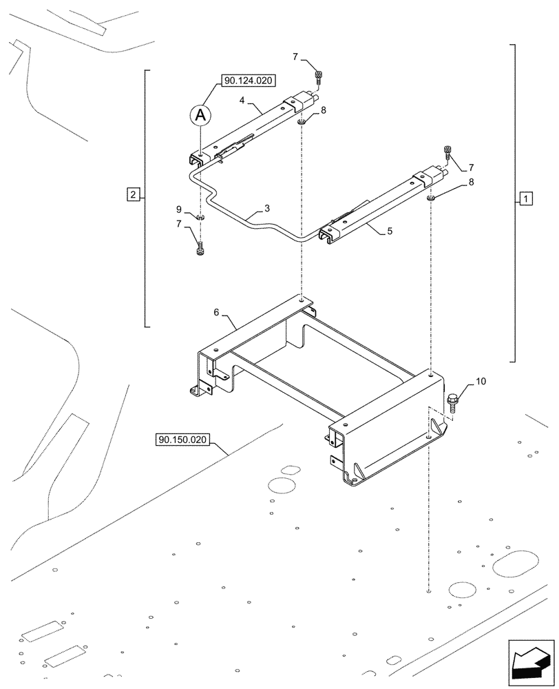 Схема запчастей Case CX290D LC MH - (90.124.010) - VAR - 488035, 781277 - SEAT, AIR SUSPENSION, GUIDE (90) - PLATFORM, CAB, BODYWORK AND DECALS