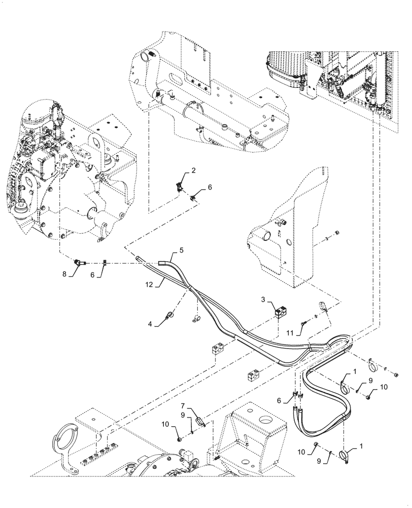 Схема запчастей Case 821G - (50.100.070) - CAB HEATER HOSE (50) - CAB CLIMATE CONTROL