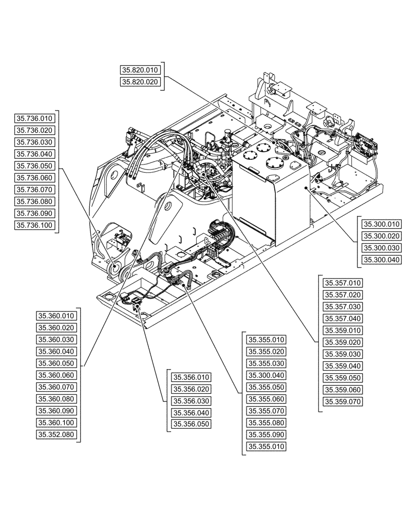 Схема запчастей Case CX750D RTC ME - (00.000.035[01]) - PICTORIAL INDEX - HYDRAULIC SYSTEMS (00) - GENERAL & PICTORIAL INDEX