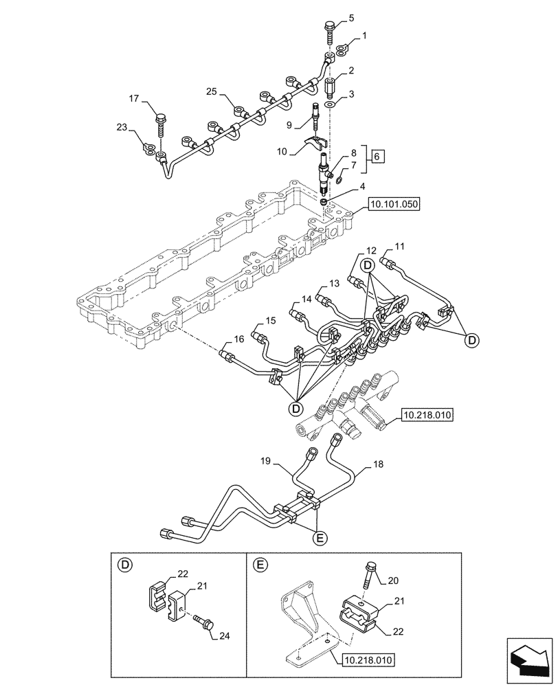 Схема запчастей Case AQ-6WG1XASS11 - (10.218.030) - FUEL SYSTEM (10) - ENGINE