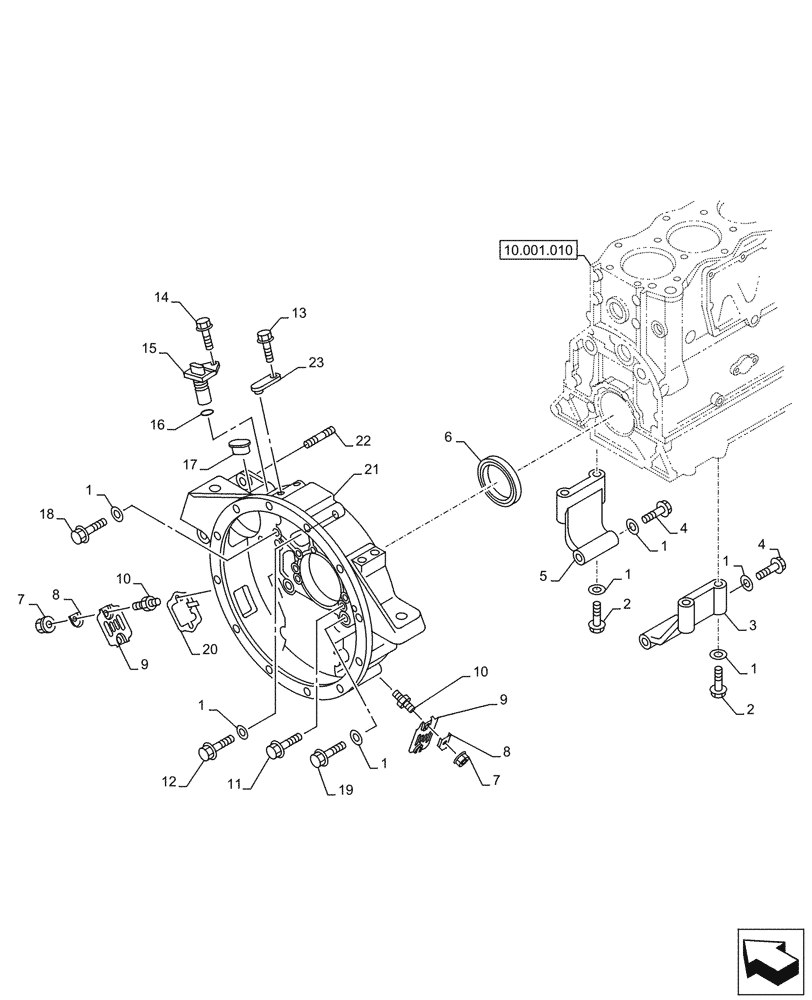 Схема запчастей Case AQ-6WG1XASS11 - (10.103.030) - ENGINE, BLOCK, COVER (10) - ENGINE
