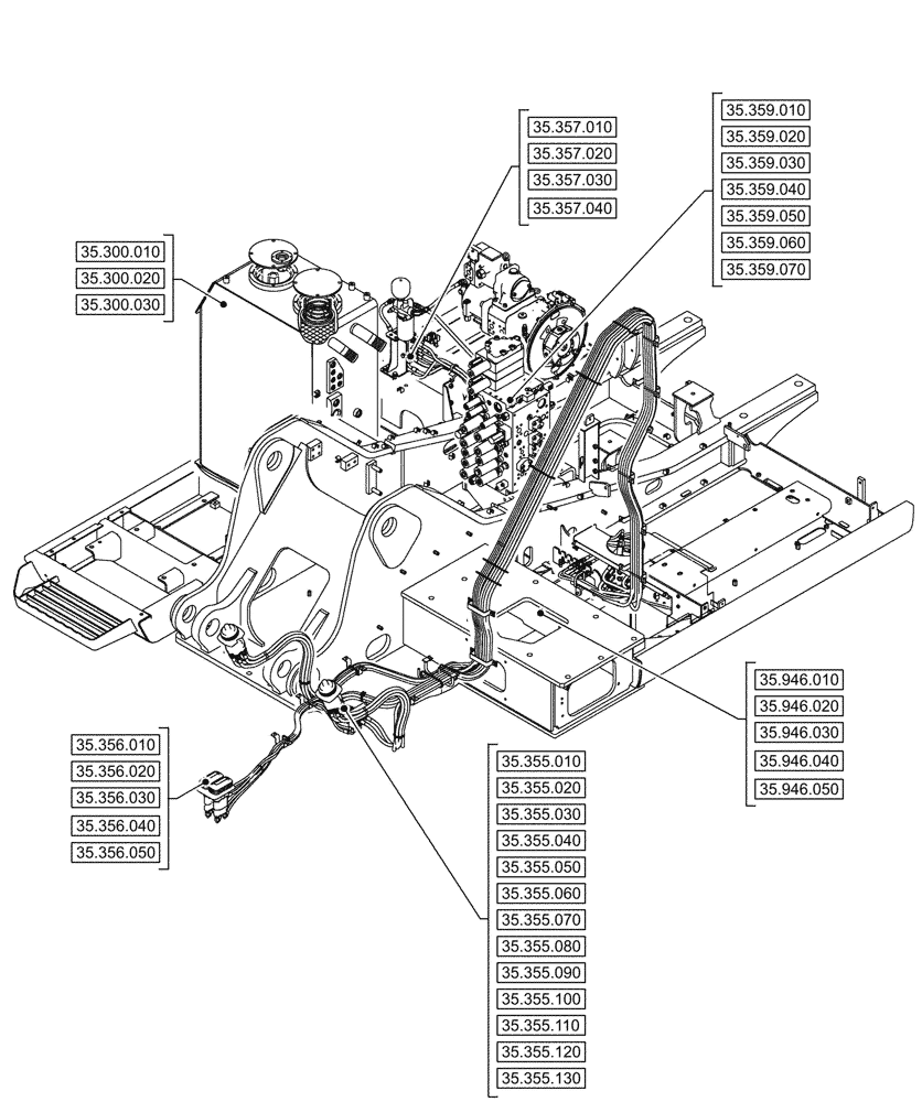 Схема запчастей Case CX290D LC SL - (00.000.35[01]) - PICTORIAL INDEX - HYDRAULIC SYSTEMS (00) - GENERAL & PICTORIAL INDEX