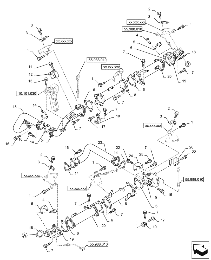 Схема запчастей Case AQ-6WG1XASS11 - (10.501.020) - EXHAUST GAS RECIRCULATION (10) - ENGINE