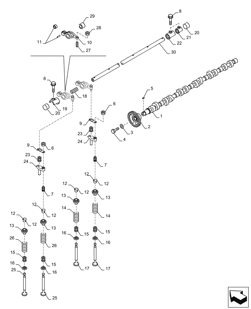 Схема запчастей Case AQ-6WG1XASS11 - (10.106.010) - CAMSHAFT (10) - ENGINE