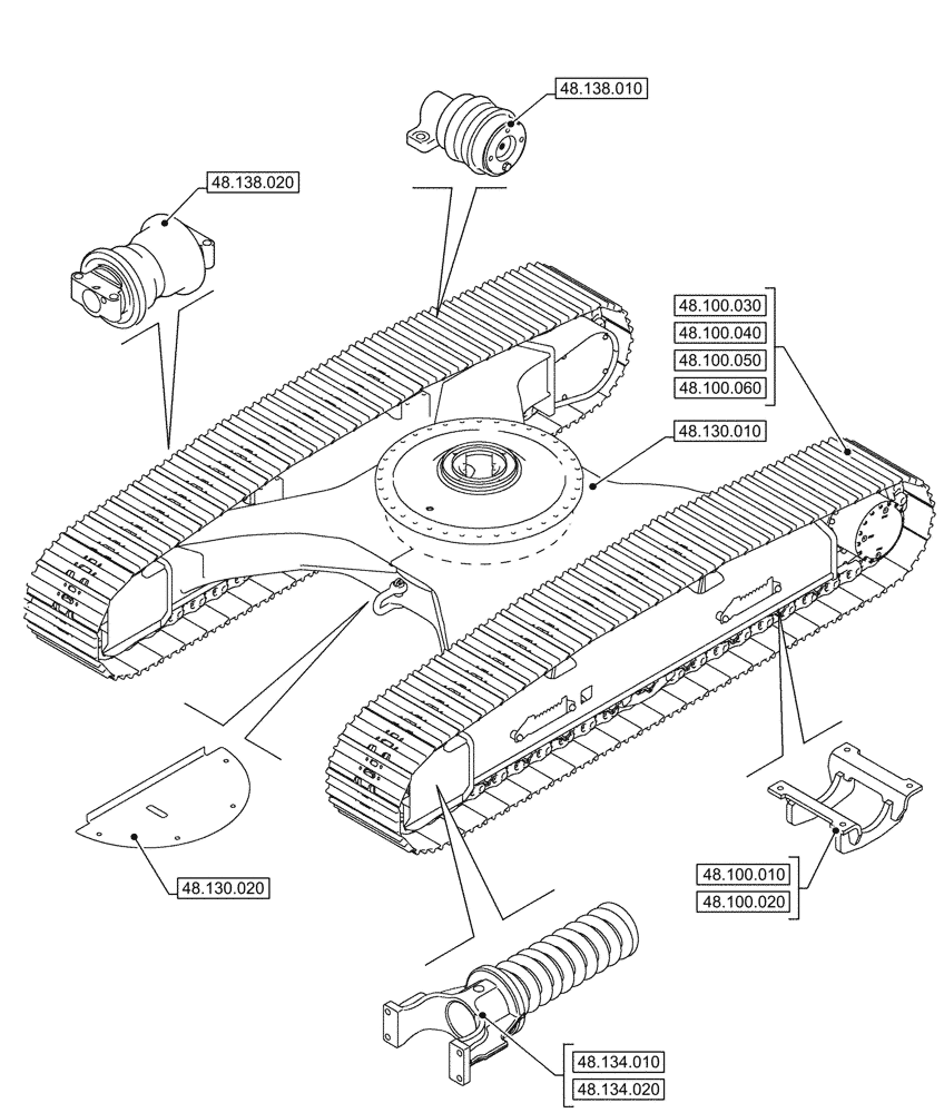 Схема запчастей Case CX290D LC SL - (00.000.48) - PICTORIAL INDEX - SUSPENSION AND TRACKS (00) - GENERAL & PICTORIAL INDEX