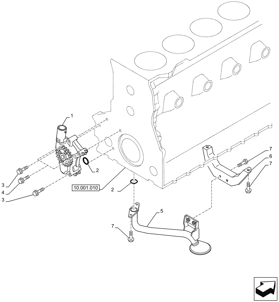 Схема запчастей Case AQ-6WG1XASS11 - (10.304.030) - ENGINE OIL PUMP, SUCTION LINE (10) - ENGINE