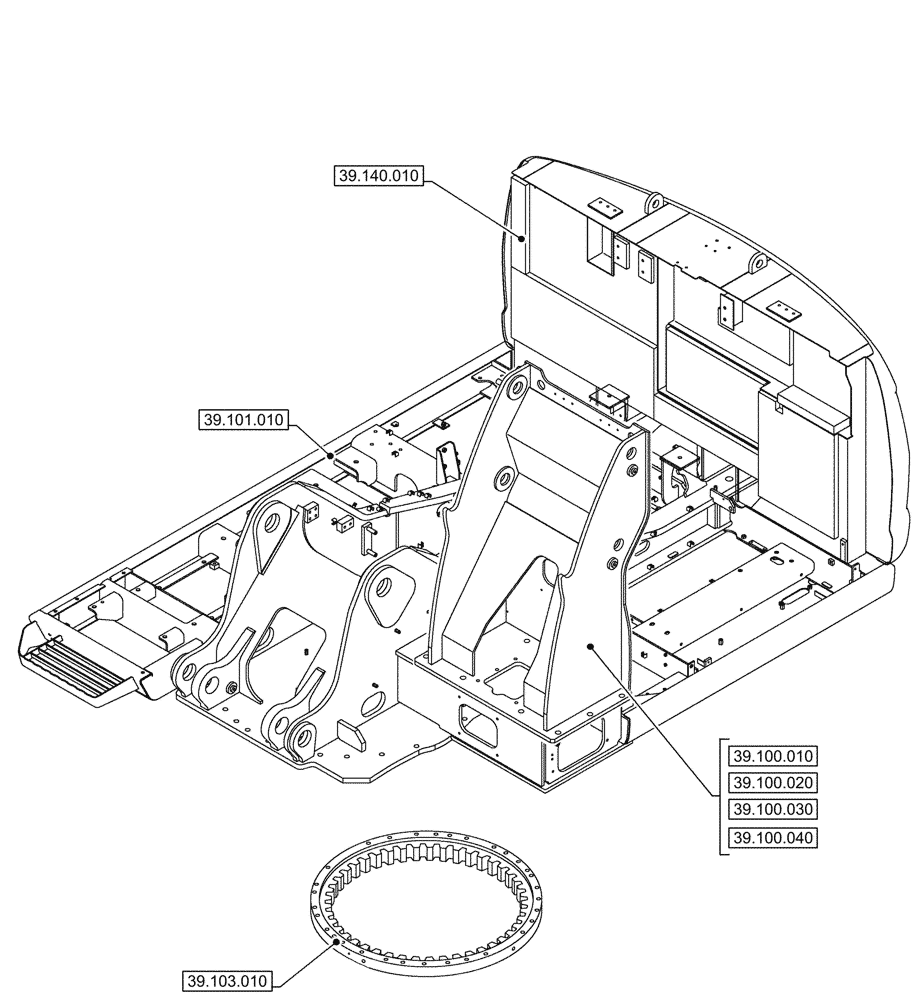Схема запчастей Case CX290D LC SL - (00.000.39) - PICTORIAL INDEX - FRAMES AND BALLASTING (00) - GENERAL & PICTORIAL INDEX