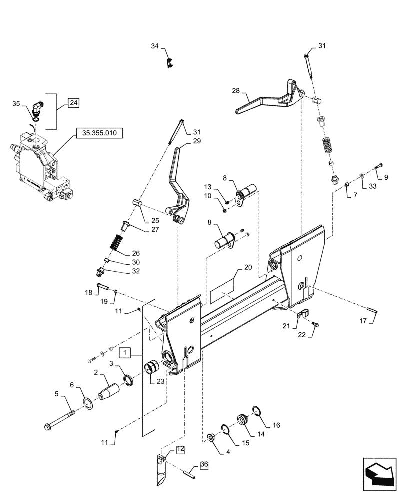 Схема запчастей Case SV340 - (82.300.010) - MANUAL RELEASE COUPLER (82) - FRONT LOADER & BUCKET