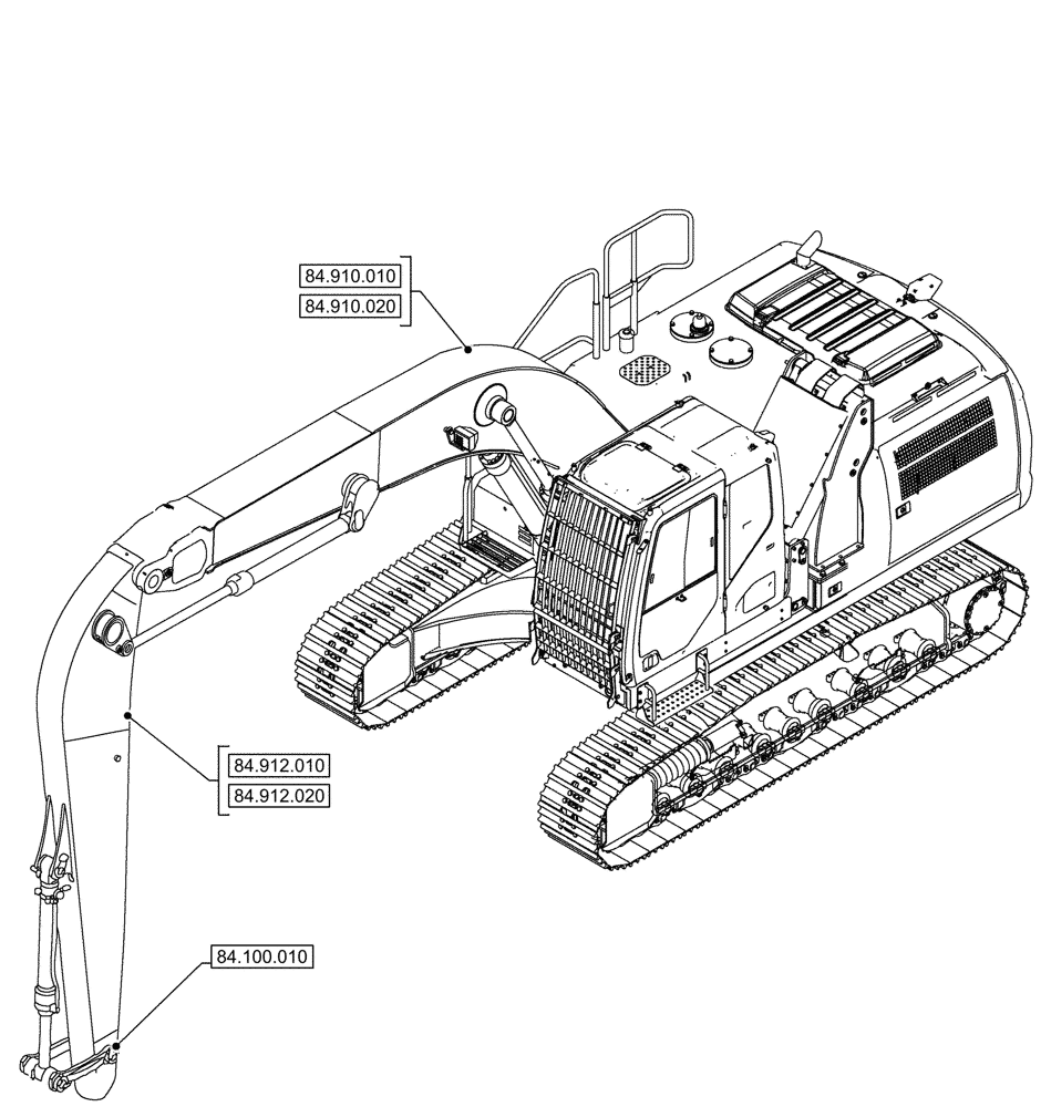 Схема запчастей Case CX290D LC SL - (00.000.84) - PICTORIAL INDEX - BOOMS, DIPPERS & BUCKET (00) - GENERAL & PICTORIAL INDEX