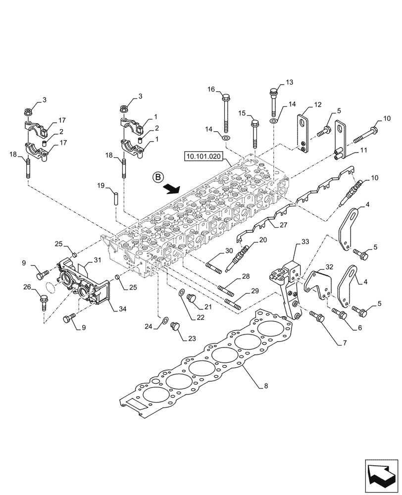 Схема запчастей Case AQ-6WG1XASS11 - (10.101.030) - CYLINDER HEAD (10) - ENGINE