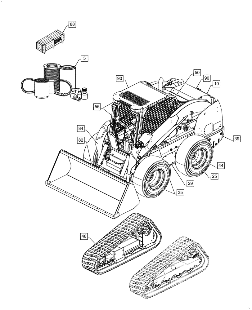 Схема запчастей Case TR340 - (00.000.00) - MAIN PICTORIAL INDEX - COMPLETE UNIT (00) - GENERAL & PICTORIAL INDEX