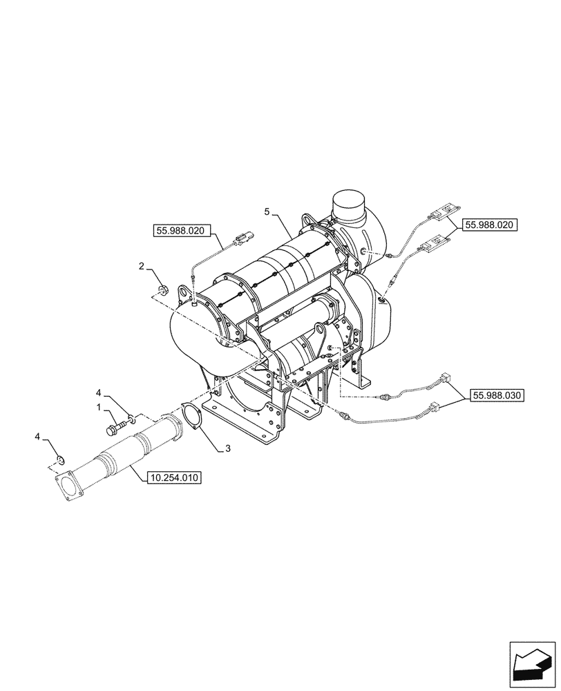 Схема запчастей Case AQ-6WG1XASS11 - (10.254.050) - EXHAUST SYSTEM, EXHAUST PIPE (10) - ENGINE
