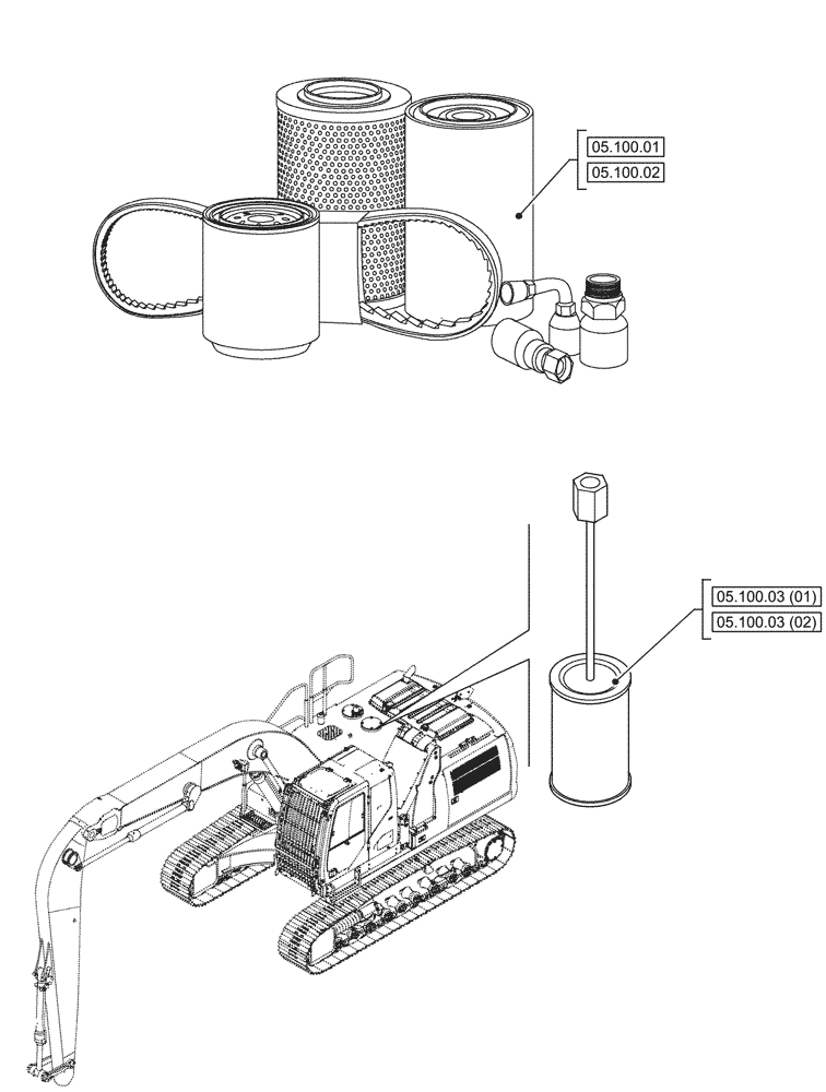 Схема запчастей Case CX290D LC MH - (05.000.00) - SECTION INDEX - MACHINE COMPLETION & EQUIPMENT (05) - SERVICE & MAINTENANCE