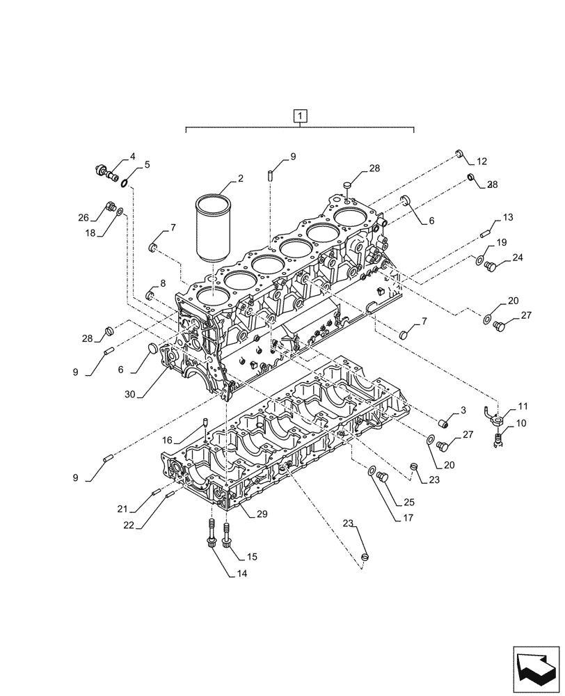 Схема запчастей Case AQ-6WG1XASS11 - (10.001.010) - CRANKCASE (10) - ENGINE