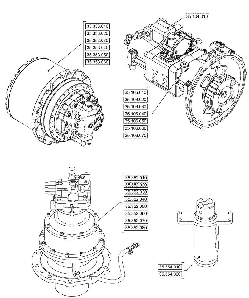 Схема запчастей Case CX290D LC MH - (35.000.00[03]) - SECTION INDEX - HYDRAULIC SYSTEMS (35) - HYDRAULIC SYSTEMS