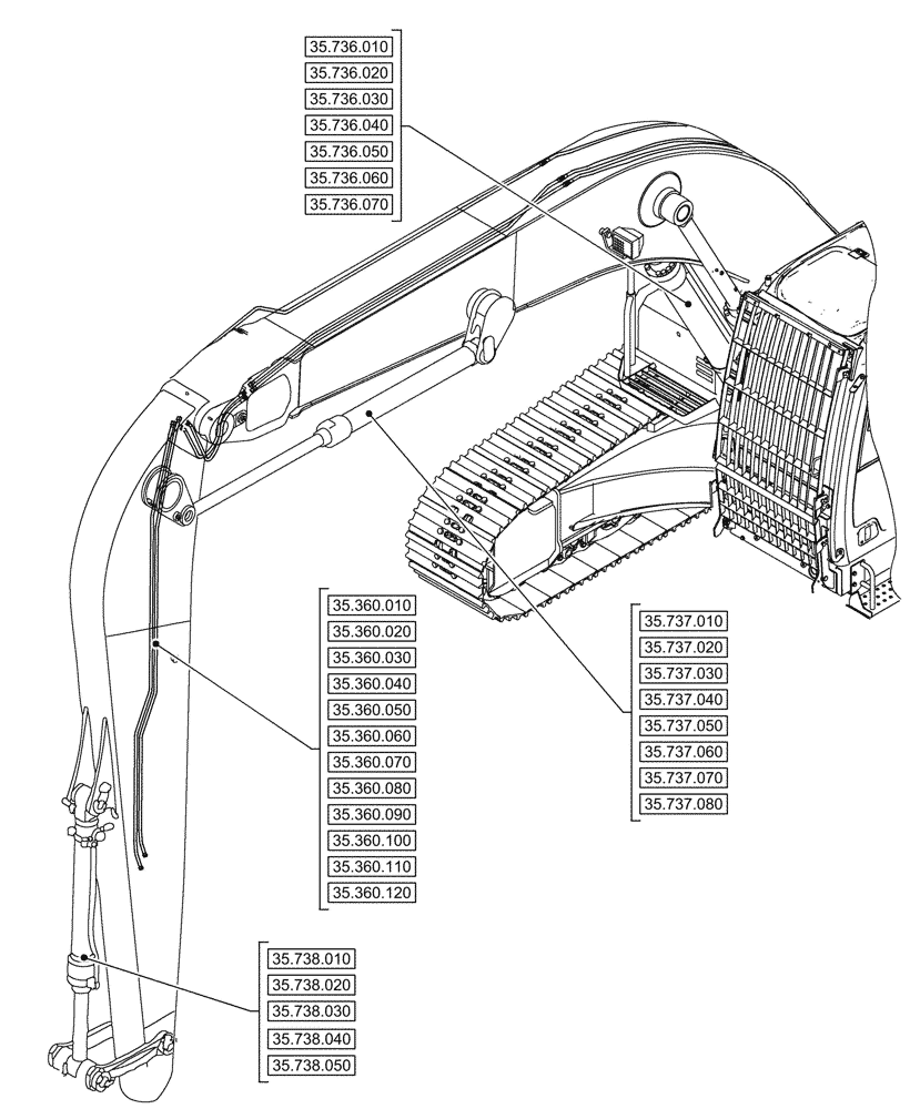 Схема запчастей Case CX290D LC MH - (00.000.35[02]) - PICTORIAL INDEX - HYDRAULIC SYSTEMS (00) - GENERAL & PICTORIAL INDEX