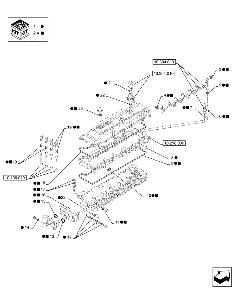 Схема запчастей Case AQ-6WG1XASS11 - (10.001.020) - ENGINE, GASKET, SET (10) - ENGINE