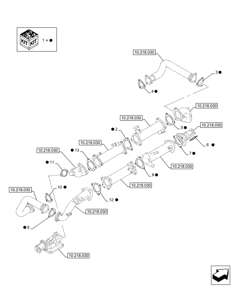 Схема запчастей Case AQ-6WG1XASS11 - (10.001.040) - ENGINE, GASKET, SET (10) - ENGINE