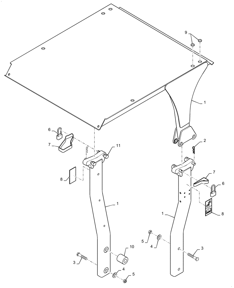 Схема запчастей Case DV26 - (90.114.AQ[02]) - FOLDING ROPS (90) - PLATFORM, CAB, BODYWORK AND DECALS