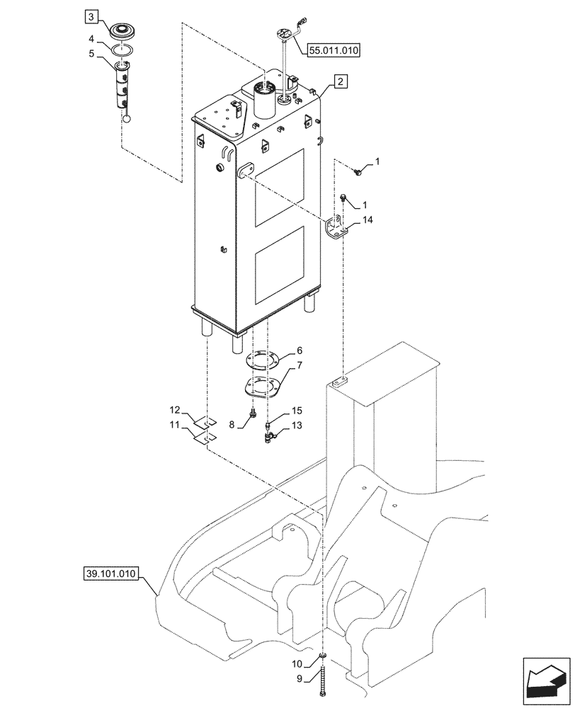 Схема запчастей Case CX145D SR LC W/BLADE - (10.216.010) - FUEL TANK (10) - ENGINE