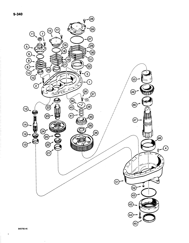 Схема запчастей Case 1187B - (9-340) - SWING GEARBOX (09) - CHASSIS