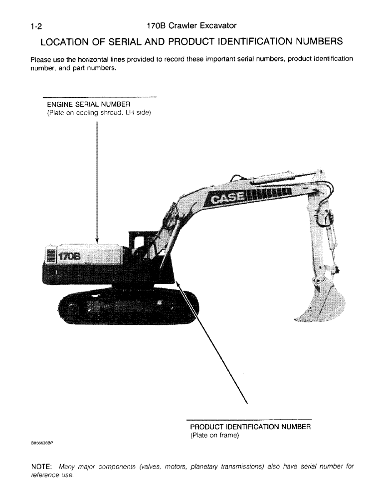 Схема запчастей Case 170B - (1-2) - LOCATION OF SERIAL AND PRODUCT IDENTIFICATION NUMBERS (00) - PICTORIAL INDEX