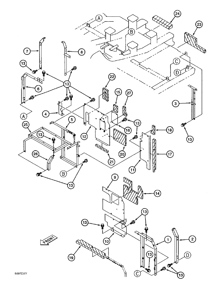 Схема запчастей Case 9010B - (9-018) - UPPER STRUCTURE, FRAMES, COVERS AND INSULATION, P.I.N. DAC01#2001 AND AFTER (09) - CHASSIS