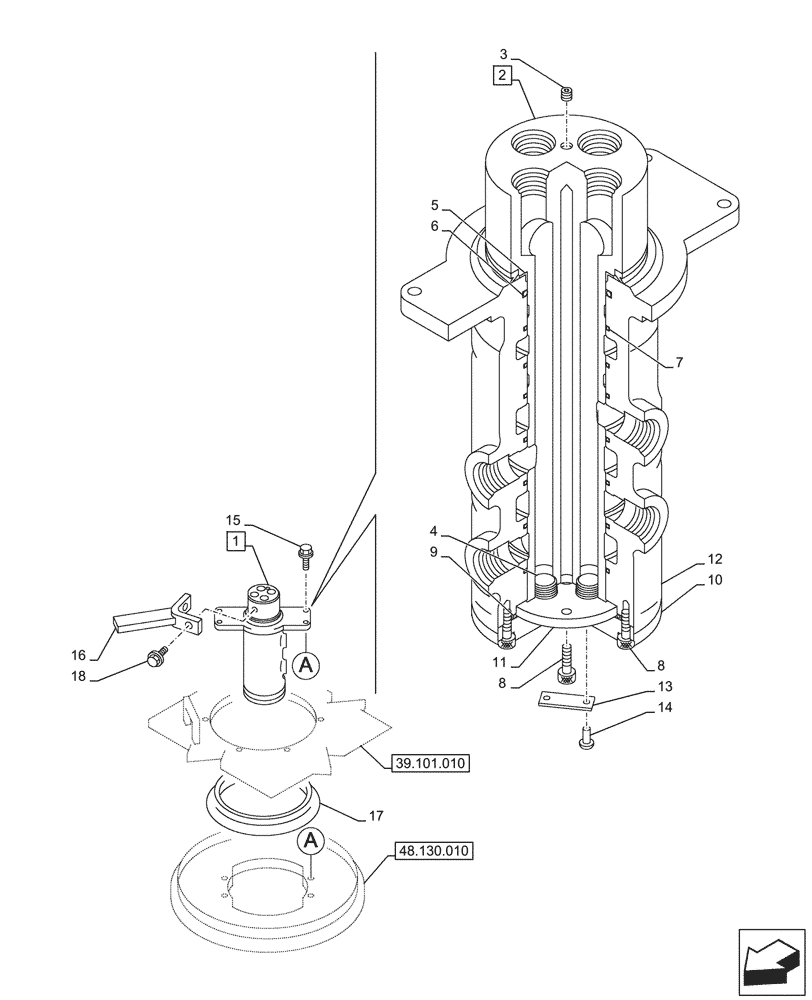 Схема запчастей Case CX145D SR LC - (35.354.030) - HYDRAULIC SWIVEL, HYDRAULIC SWIVEL (35) - HYDRAULIC SYSTEMS