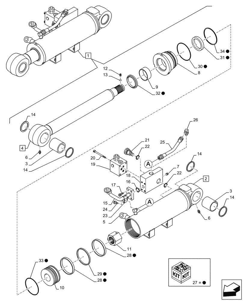 Схема запчастей Case CX145D SR LC W/BLADE - (35.741.070) - VAR - 481064 - DOZER BLADE, LIFT CYLINDER, LEFT, SAFETY VALVE, COMPONENTS (35) - HYDRAULIC SYSTEMS