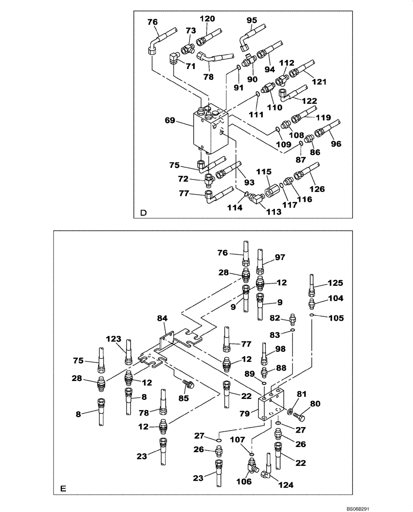 Схема запчастей Case CX700 - (08-030-01[01]) - HYDRAULIC CIRCUIT - HAND CONTROL PILOT (WITHOUT VALVE, PRESSURE RELIEF) (08) - HYDRAULICS