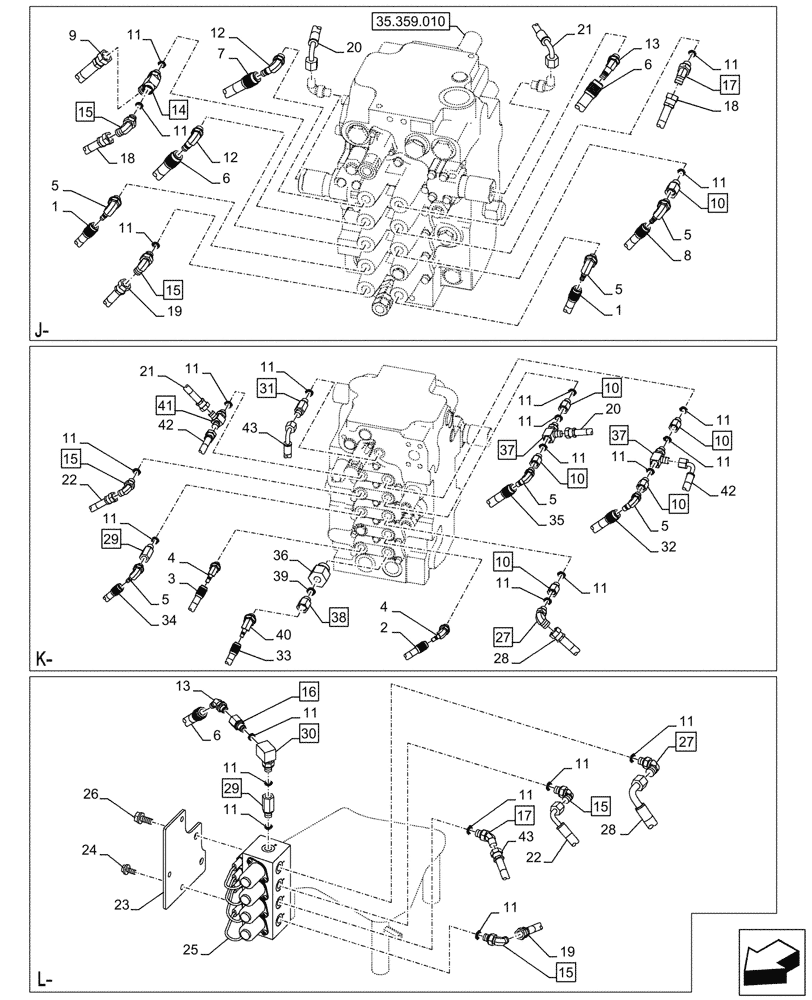 Схема запчастей Case CX145D SR LC W/BLADE - (35.355.150) - VAR - 461558 - JOYSTICK, HYDRAULIC LINE, CONTROL VALVE, CONTROL PATTERN SELECTION (35) - HYDRAULIC SYSTEMS