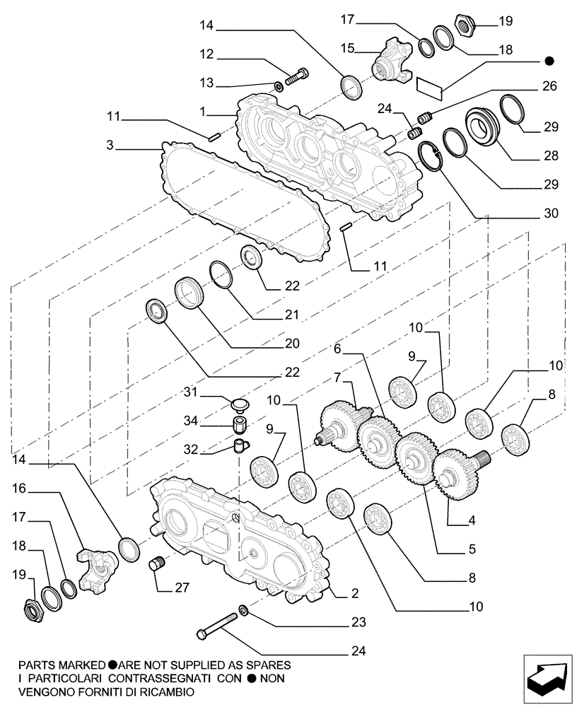 Схема запчастей Case TX742 - (1.28.A[13]) - TRANSMISSION - COMPONENTS (21) - TRANSMISSION