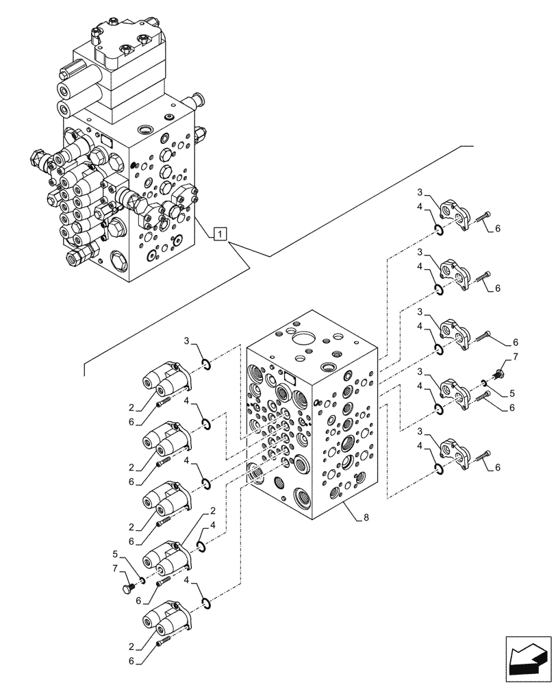 Схема запчастей Case CX145D SR LC W/BLADE - (35.359.070) - VAR - 461863 - CONTROL VALVE, CLAMSHELL BUCKET, ROTATION, W/ ELECTRICAL PROPORTIONAL CONTROL, COMPONENTS (35) - HYDRAULIC SYSTEMS