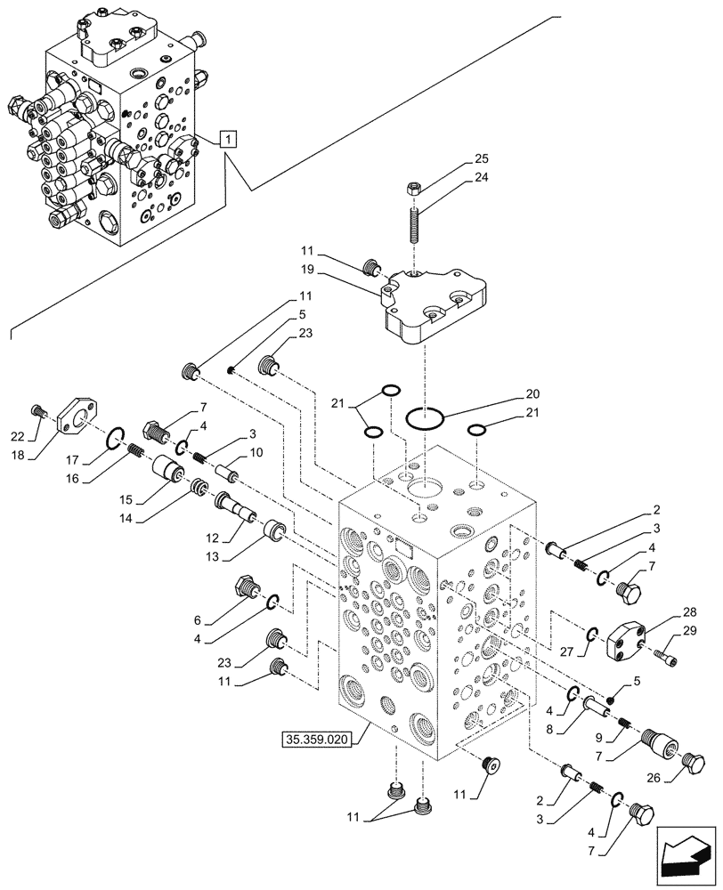Схема запчастей Case CX145D SR LC - (35.359.040) - CONTROL VALVE, COMPONENTS (35) - HYDRAULIC SYSTEMS